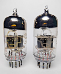 2 pcs USED 6N23P / ECC88 Reflector ` 75 SWGP Silver Shields tubes