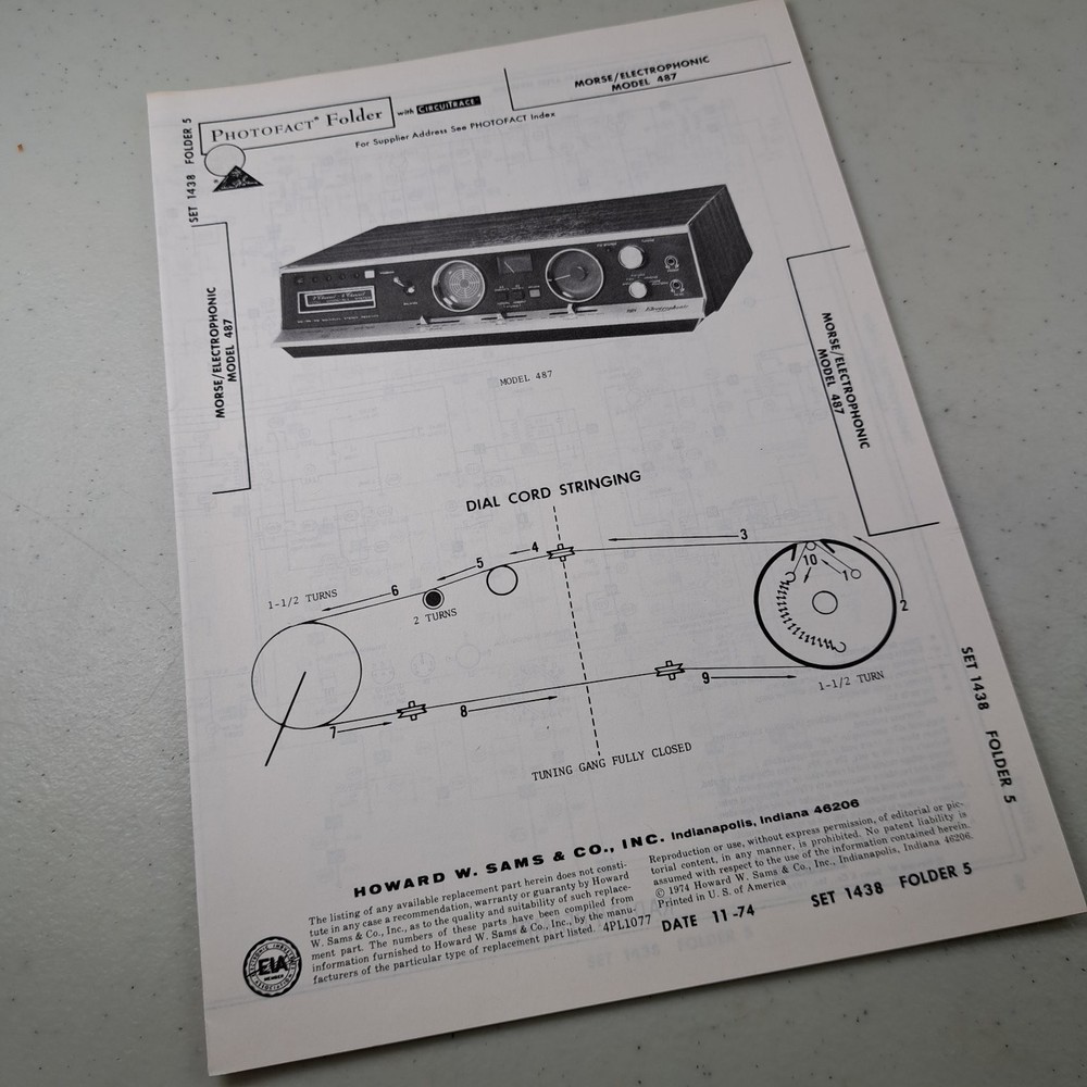 MORSE/ELECTROPHONIC Model 487 Manual 1974 Photofact Service Manual