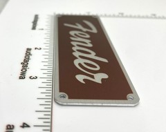 Fender Logo for Amp Badge Custom Made Thick Matte Finish Aluminum with Screws