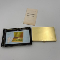 Credit Card Calculator with Brass Case Vintage LCD Taiwan Futura