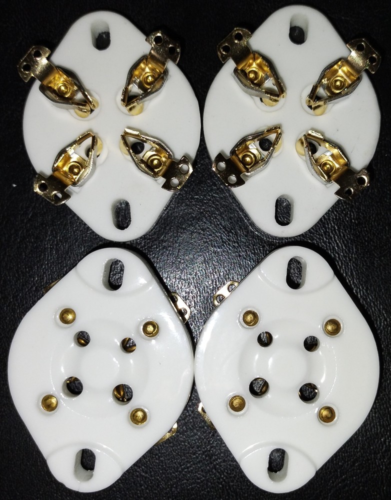 4 Pin socket gold plated 300B,2A3,45,71A,80,811A, 572B 4 pcs. ceramic USA stock