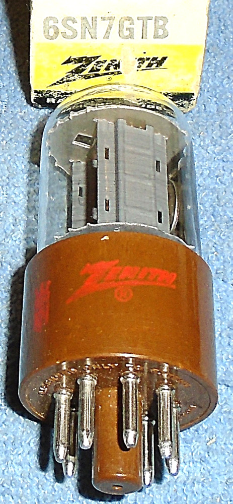 1 NOS Zenith 6SN7GTB Vacuum Tube – Brown Base Audio Twin Triode Made in Canada