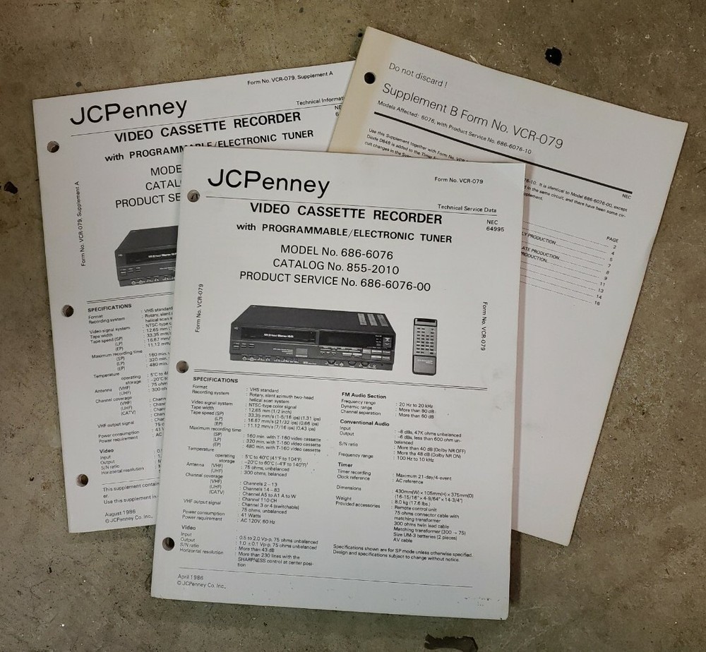 JC Penney Technical Manuals VCR-079