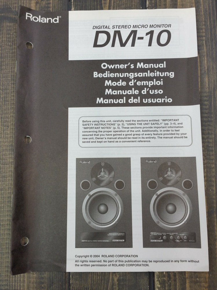 Roland DM-10 Digital Stereo Micro Monitor Owner’s Manual