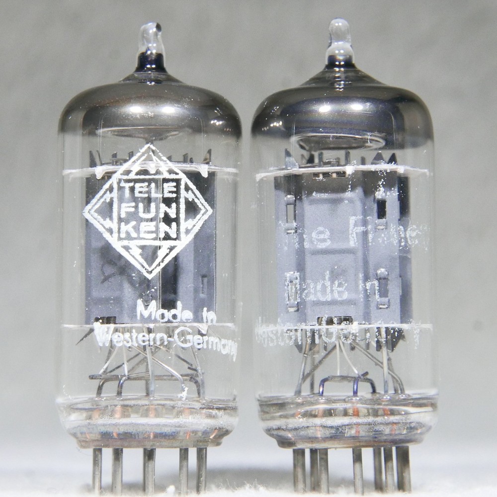 Matched Pair Telefunken ECC83/12AX7 Long Ribbed Plate Germany Diamond on Bottom