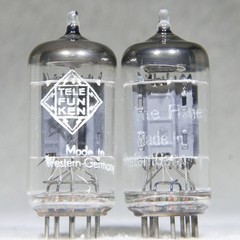 Matched Pair Telefunken ECC83/12AX7 Long Ribbed Plate Germany Diamond on Bottom