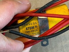 NOS Vintage TVA-2515 Sprague Atom Paper Capacitor 20 + 20 uf 250v Firecracker