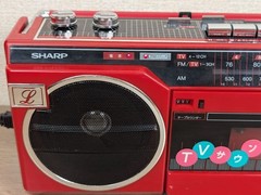 SHARP QT-25 Red Stereo Radio Cassette Recorder Showa Retro FM AM Fully Works