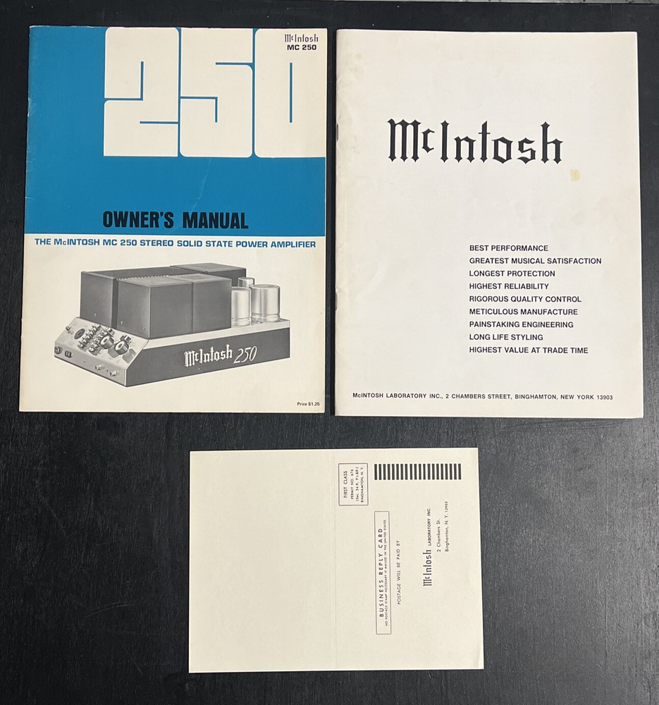 Vintage Original McIntosh Amplifier MC250 Manual, Brochure,NEW