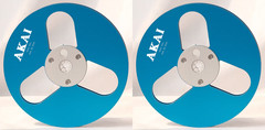 One Pair Blue Black TAPE REEL Akai 7” inch Light Metal Aluminum Take Up Reel