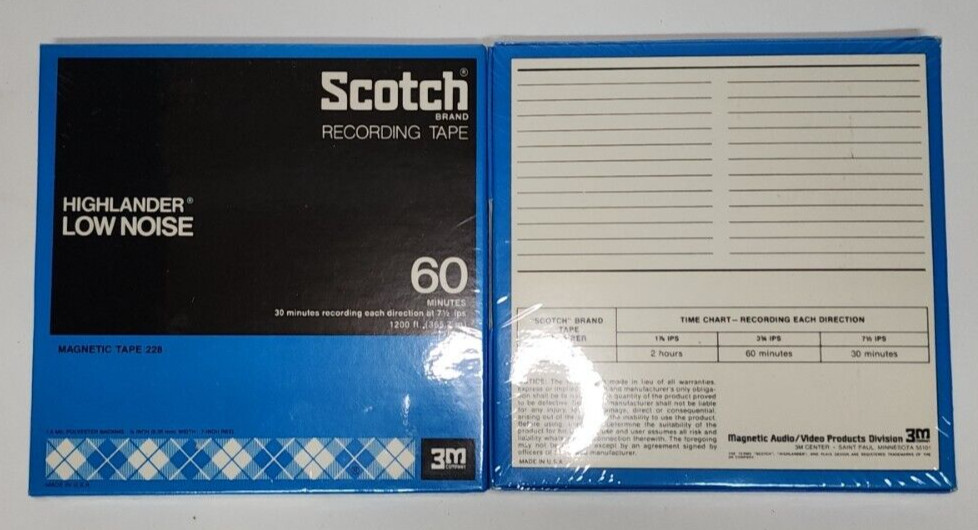 (2 Ct) Vintage Scotch Recording Tape Highlander Low Noise 1200 ft 3M sealed