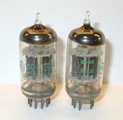 GE JG 6072A Tubes Two Mica Short Black Ribbed Plate Halo Foil Getter NOS Pair