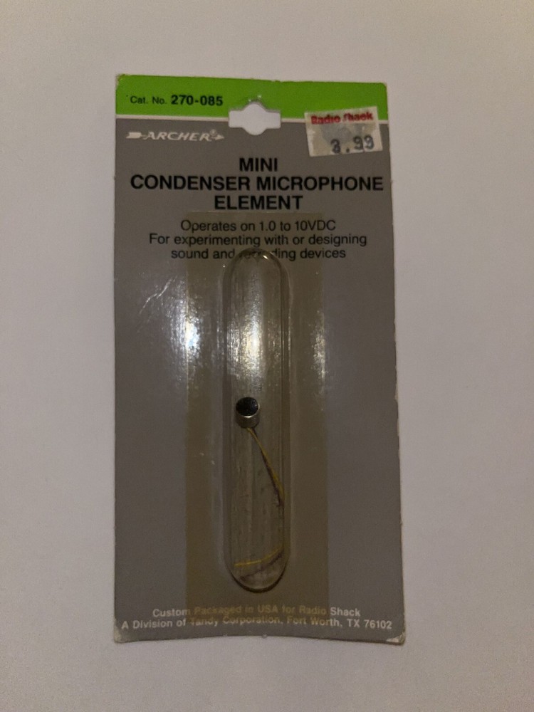 Radio Shack Mini Condenser Microphone Element 270-085 🔥NEW NOS💥