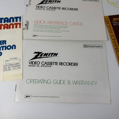 Zenith JR9000W Betatape Quick Guide Manual Registrtion Card Features RARE