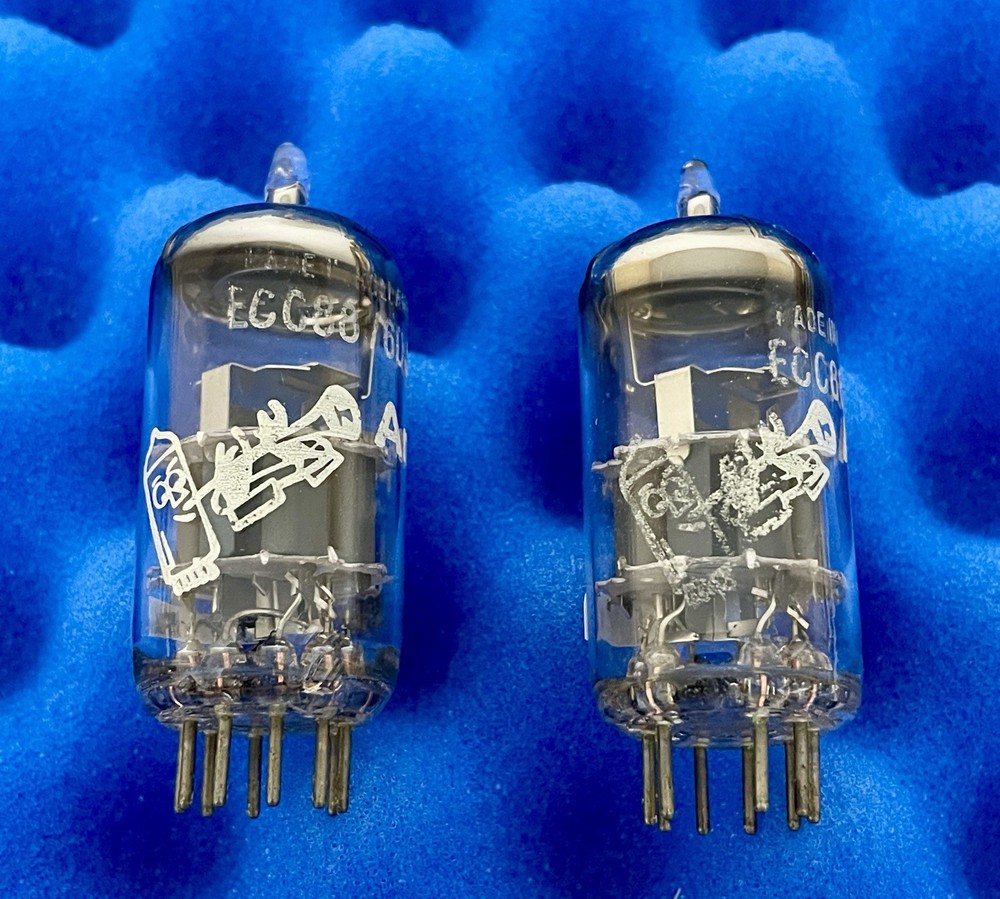 TWO Amperex ECC88 6DJ8 Vacuum Tubes/ Amplitrex Tested/ Holland Halos / Match ’60