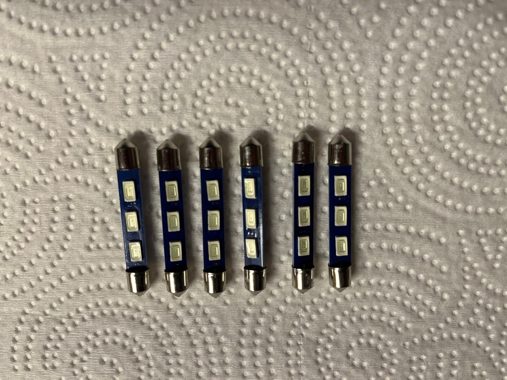 (6) COOL BLUE 43MM-6.3V-LED FESTOON LAMP/ MR74-MR77-MR78- McIntosh DIAL Bulbs