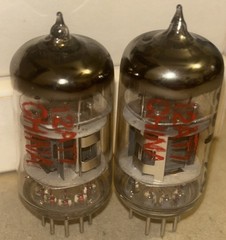 Pair 12AT7 Rare Red Print Shuguang China Preamp Vacuum Tubes Corner Foil Getter