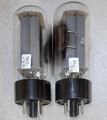 Closely Matched Pair 5U4GB/5AS4A GE NOS rectangle getter Vacuum Tubes, tested
