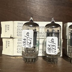Matching Quad Sylvania JAN 5814A Audio Tubes NOS NIB TV7 Tested Very Strong