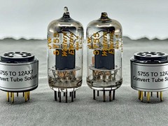 Western Electric JW 5755 420A Mil Spec w/12AX7 ADAPTERS Matched Balanced Pair