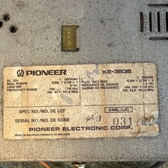 PIONEER KE-3838 Cassette AM/FM Untested/As Is