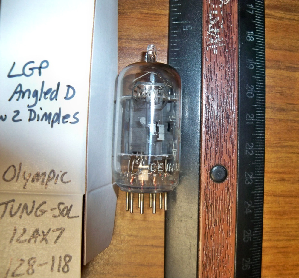 Strong Olympic by TUNG-SOL Long Gray Plate Angled D Getter 12AX7 / ECC83 Tube