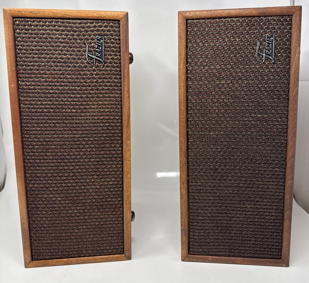 Vintage FRAZIER Bookshelf Speakers RARE 8 Ohms 15 Watts Super Midget READ WORKS!