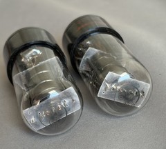 Matched Pair RCA 6V6GT Tubes Clear Top & Glass Black plates, Webcor labeled 1965