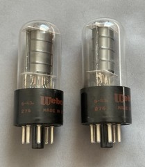 Matched Pair RCA 6V6GT Tubes Clear Top & Glass Black plates, Webcor labeled 1965