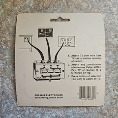 Vintage Master Electrician CATV TV VCR Selector Switch Video Control Box 4801