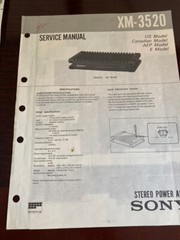 SONY XM-3520 XM3520 Service Manual FROM THE USA **ORIGINAL**