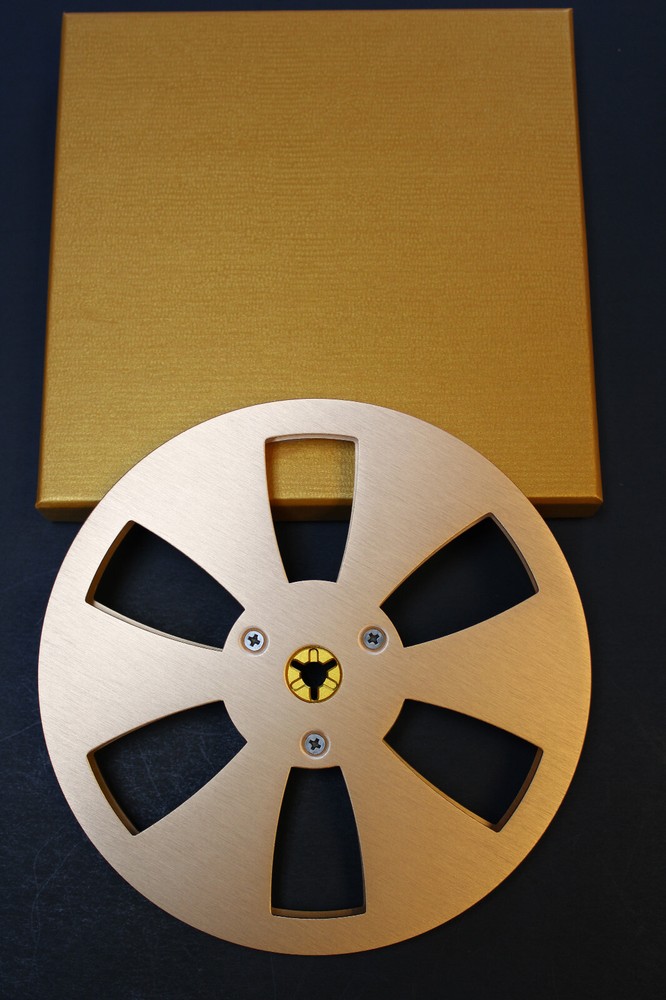 NEW ANALOG AUDIO 7″ X 1/4″, 6 WINDOW ALUMINUM TAPE REEL-GOLD-AKAI TEAC PIONEER