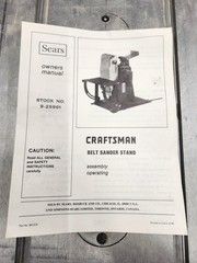 1976 Sears Craftsman Belt Sander Stand owners manual model # 9.25961