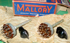 2 Vintage Tube Radio TV Technicians Mallory Volume Control Rotary Switches Lot