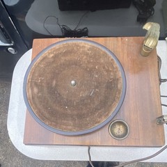 Vintage Tabletop Record Player Phonograph Turntable Wood Cabinet Tonearm