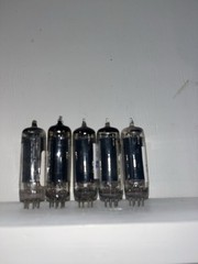 5 Unknown Brand Black Plate 50C5 Tubes TV7 Tested Good Non Matching See Photos