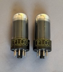 Vintage Pair of 12V6GT Tubes Chrome Tops Delco made by Sylvania Matched test NOS