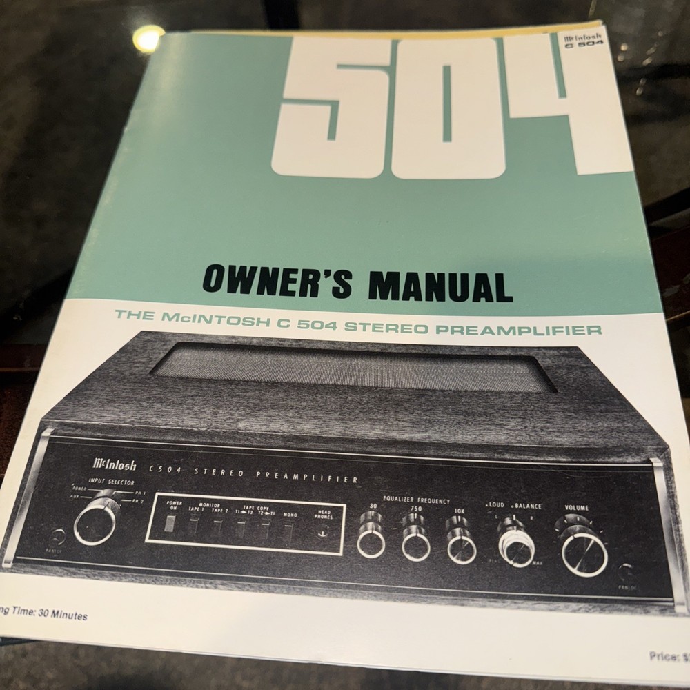 McIntosh C504 Stereo Preamplifier Owners Manual *Original* Vintage