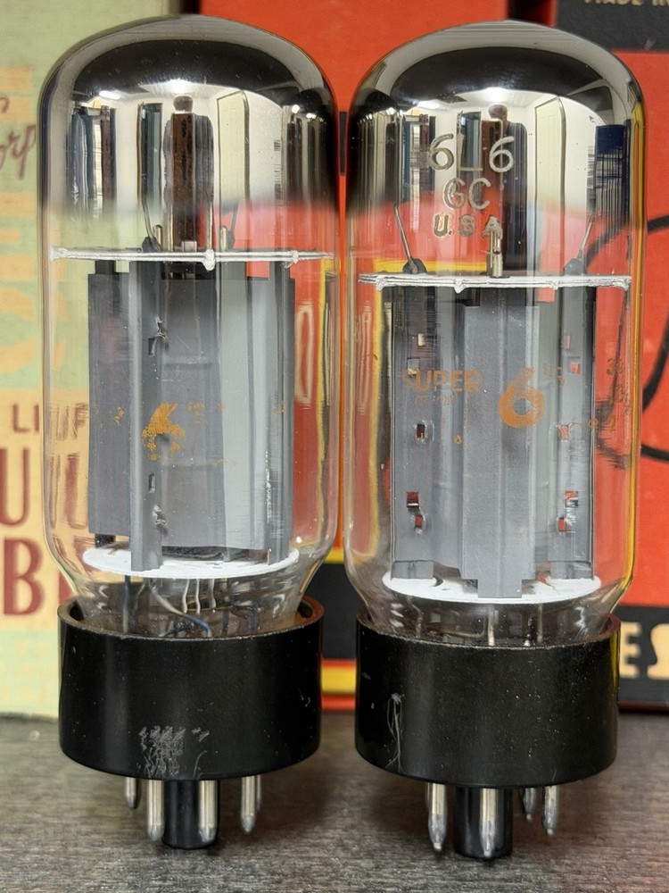 Rare Matched Pair Peavey Super 6 Sylvania 6L6GC STR387 Tubes Dual Foil O Getters