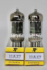 12AX7 ECC83 SYLVANIA BLACK-PLATE 17mm SQUARE 45º GETTER 1950s TUBES NOS 1,2 or 3