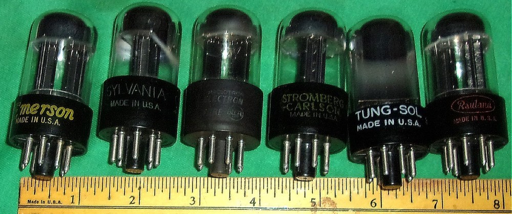 6-SYLVANIA 6SN7GTB Twin Triode Chrome Top! Black Plate! HICKOK TEST GREAT!