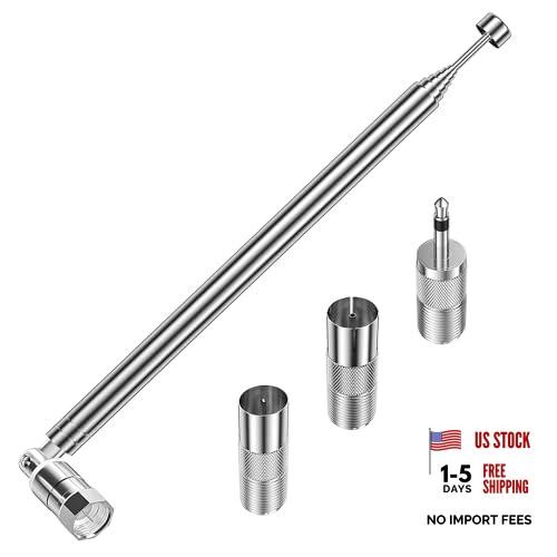 FM Radio Antenna, 75 ohm FM Telescopic Antenna, F Type Male FM Antenna with