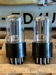 Pair of Early 1950’s BRIMAR 6SL7GT Vacuum Tubes D Getters Closely Matched CV1985