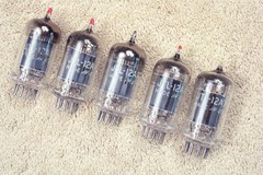 Five, NEW. Tung Sol USA JTL 12AX7, long plate, military, matched quintet. ECC83