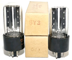 1960s Matched Pair RCA 5Y3GT Vacuum Tubes Black Plate Tested NOS On TV 7