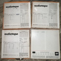4 VTG Formula 15 Audiotape 1800′ Mylar Tape Reels & Scotch 203 -Prerecorded