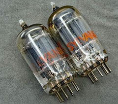 (2) Sylvania 12AX7A ECC83 Preamp Tubes Gray Plates O Getters Tests NOS Amplitrex
