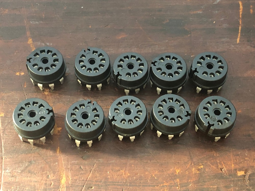 NOS – Lot of 10 Black 9-Pin Vacuum Tube Sockets #100
