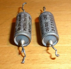 Pair 2 Sprague Vitamin Q Capacitors .047uf 200V paper n oil PIO US Lambda glass