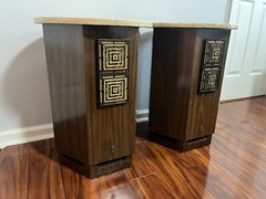 PAIR EMPIRE GRENADIER 6000 SPEAKERS Round Marble Table Top Vintage